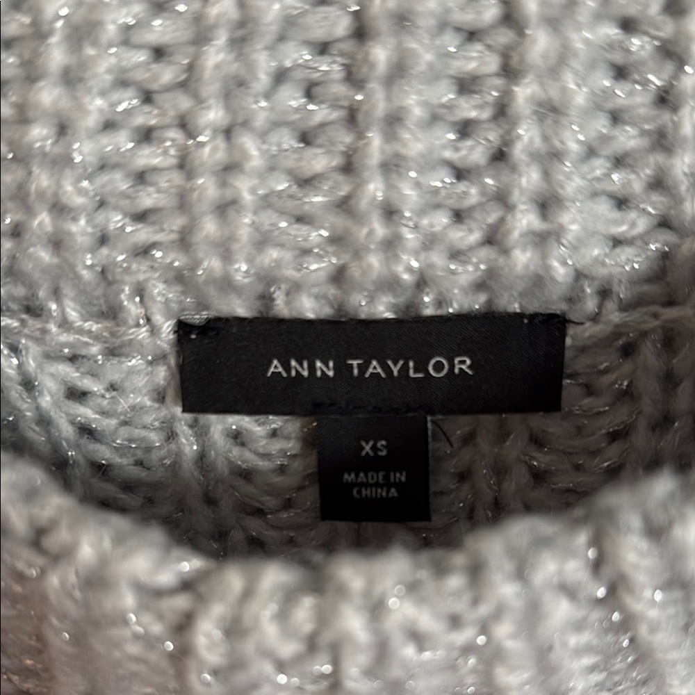 Ann Taylor SILVER GREY Cowl Neck Sweater with Ribbed Knit **NWOT**